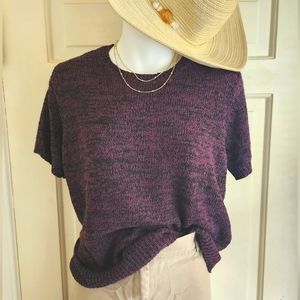 Short Sleeve Purple Knit Sweater by Sag Harbor